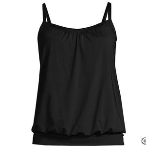 Lands End Tankini Swim Top Women Size 12 Black